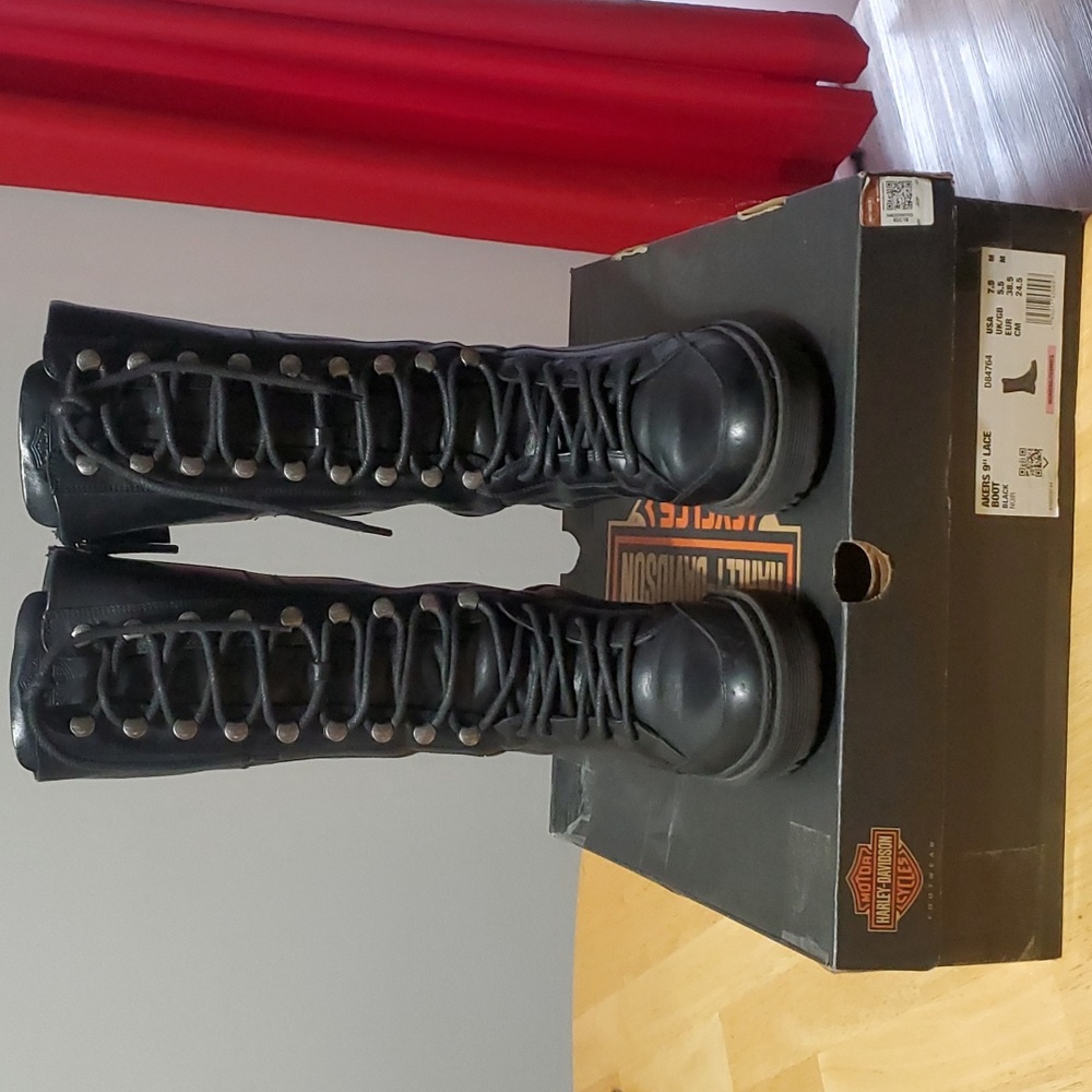 Rare Platform Harley Davidson Lace up boots